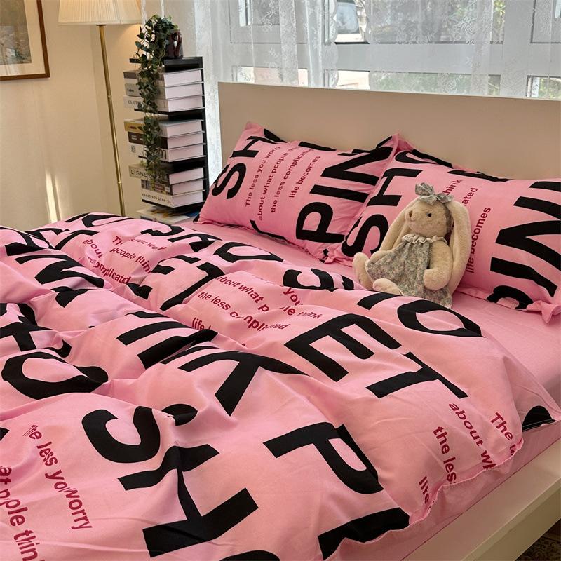Cartoon Color Matching Four-piece Set Quilt Cover Bedding Quilt Cover Dormitory Bed Single Three-piece Set