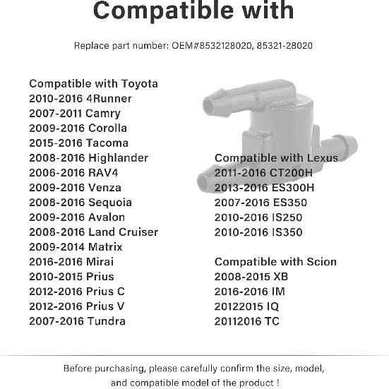 2PCS Front Windshield Washer Nozzle Compatible with Toyota 4Runner Corolla Camry Lexus Scion,Car Windshield Sprayer Nozzle Car Accessories