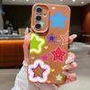 Blended Colorful Stars Pattern Case For Samsung Galaxy S26 Ultra S25 Edge S24 S23 S22 Plus S21 FE Leather Texture Silicone Cover