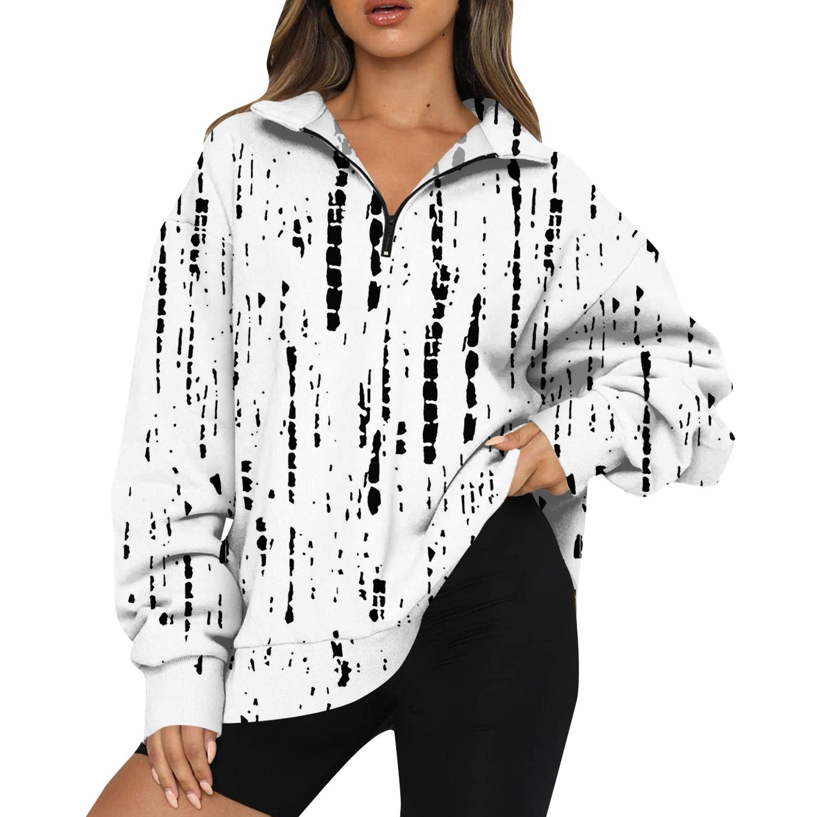 

Женская повседневная мода с длинным рукавом и принтом, свободный свитшот на молнии XXXL