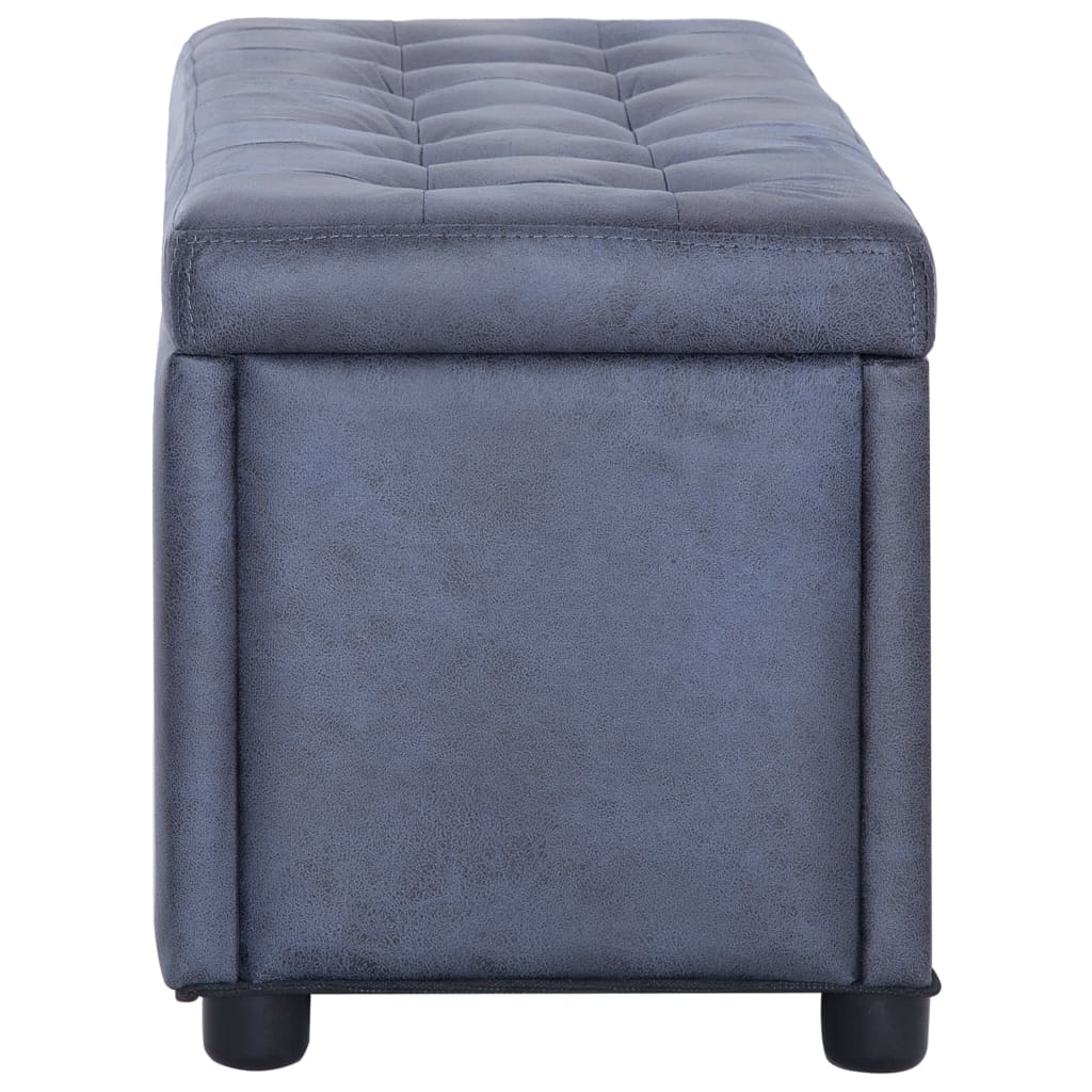 Ottoman with Storage Space 87.5 cm Grey Faux Suede Look