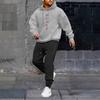 Black Retro Letter Print Men's 2-Piece Set: Hoodie Sweatshirt & Jogging Sweatpants for Winter