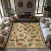 Leaf Pattern Bohemian Area Rug, Natural Tone Non-Slip Carpet, Cozy Living Room Mat for Plant Theme Decor