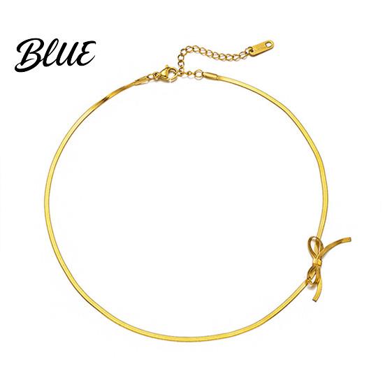 Hypoallergenic Alloy Jewelry Bow Choker Necklace Earrings Women Dangle Long