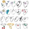 Original 925 Silberring Pilz Kirschfeder Offene Ringe für Damen Mädchen Schmuck Geburtstag Jahrestag Verlobungsgeschenke