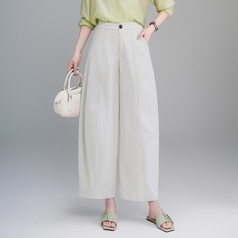 Women s High-Quality Casual Wide-Leg Pants - 2026 Summer Collection, Loose, High-Waisted, Versatile. 30 грязно-белый