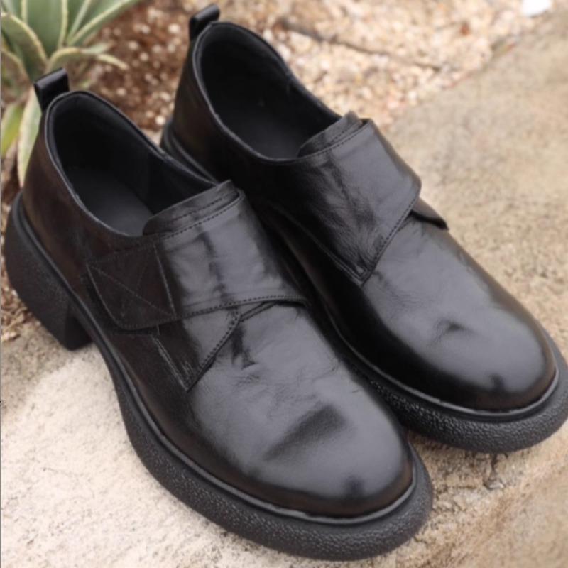 Soft Leather Loafers Women's Platform Shoes Small Leather Shoes Commuting High End Thick Heels Single Shoes Woman