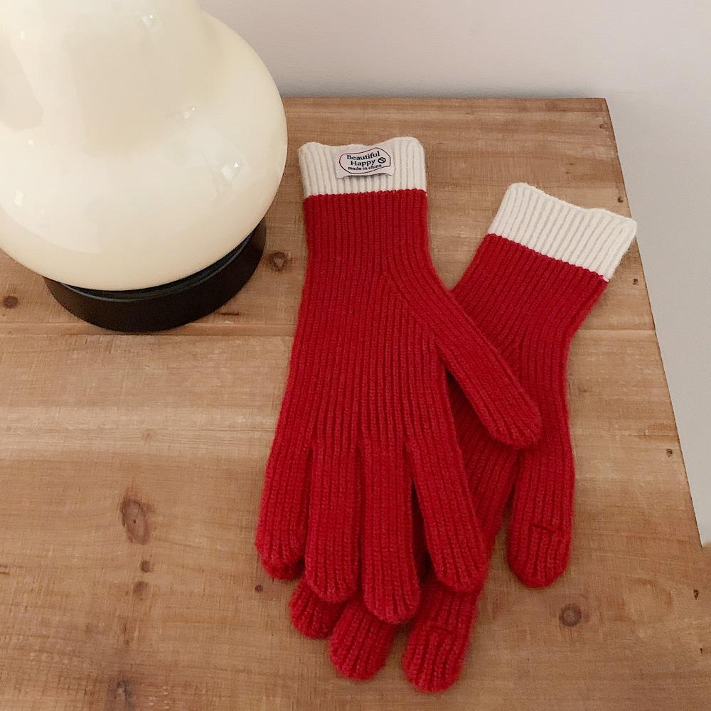 

Stylish Knitted Fingerless Gloves - Touchscreen Compatible & Warm for Autumn and Winter Cycling красный