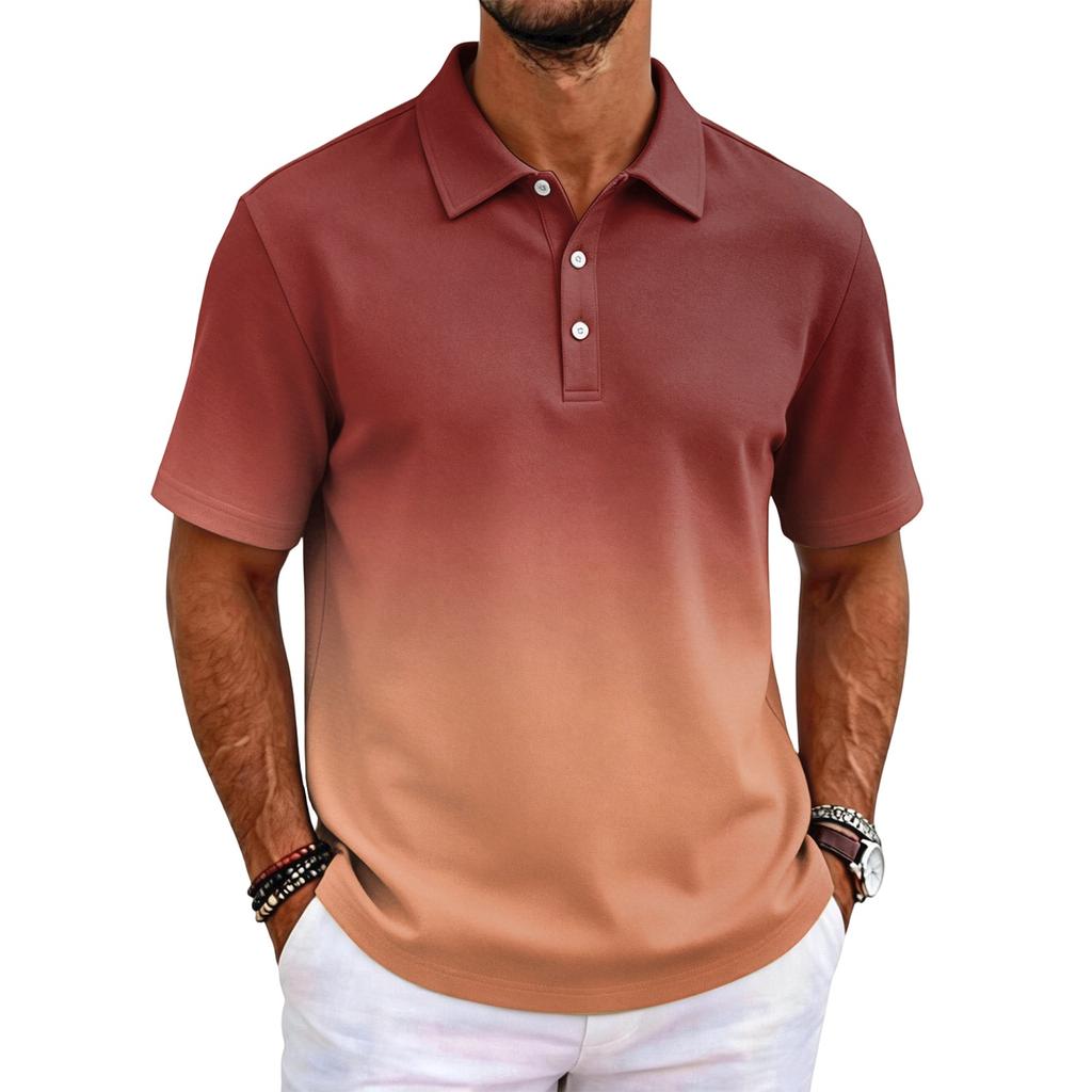 Men Short Sleeve Polo Shirt Classic Fit Lightweight Breathable Fabric Business Casual Solid Basic Collar Top