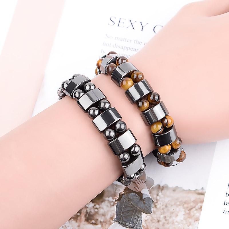 Nature Yellow Tiger Eye Hematite Beads Bracelet Therapy Health Care Magnet Hematite Men's Jewelry Charm Bangles Gifts For Man