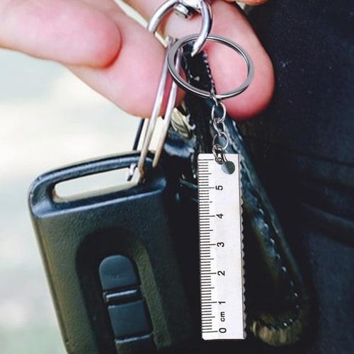 Small Ruler Keychain, Pocket Pendant Backpack Charm Measuring Tool, Practical Multifunctional Key Ring Decoration for School, Home, Office