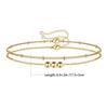 18K Gold Non-Fading Stainless Steel Double-Layer Bracelet for Women with Adjustable Three Gold Beads