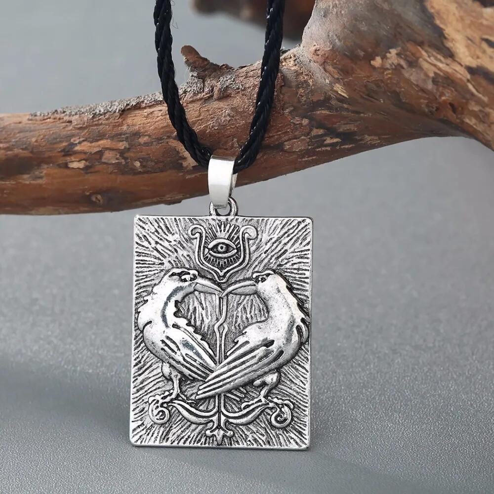 Kinitial Valknut Norse Vikings Odin s Symbol Huginn Munin Animal Ravens Necklaces Evil Eye Pendant Necklace Slavic Runes Jewelry 45cm