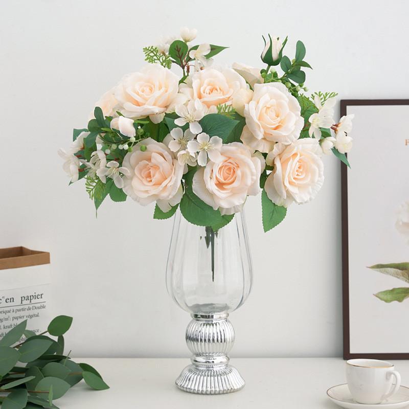 Purple Silk Rose Arrangement Fake Flower For Event Decor And Gift Presentation