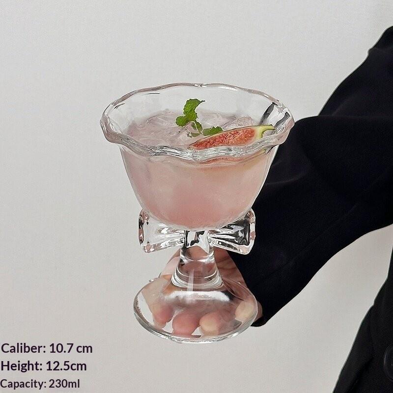Modern Cartoon Bow Glass Water Cup with Stripes Perfect for Drink Lovers