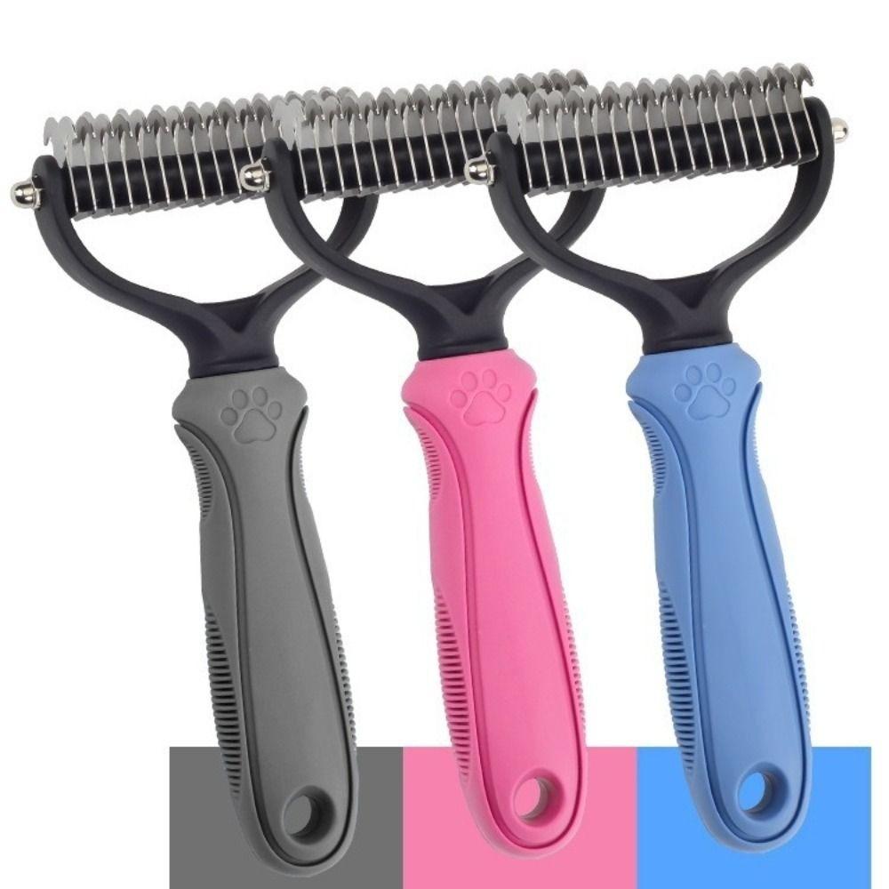 Anti Slip Handle Dog Fur Remover 2 Sided Pet Grooming Tools Portable Puppy Hair Comb Home Use