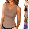 Women's Notch Neck Ribbed Tank  Slim Fit Sleeveless Casual Summer Basic Cami Top