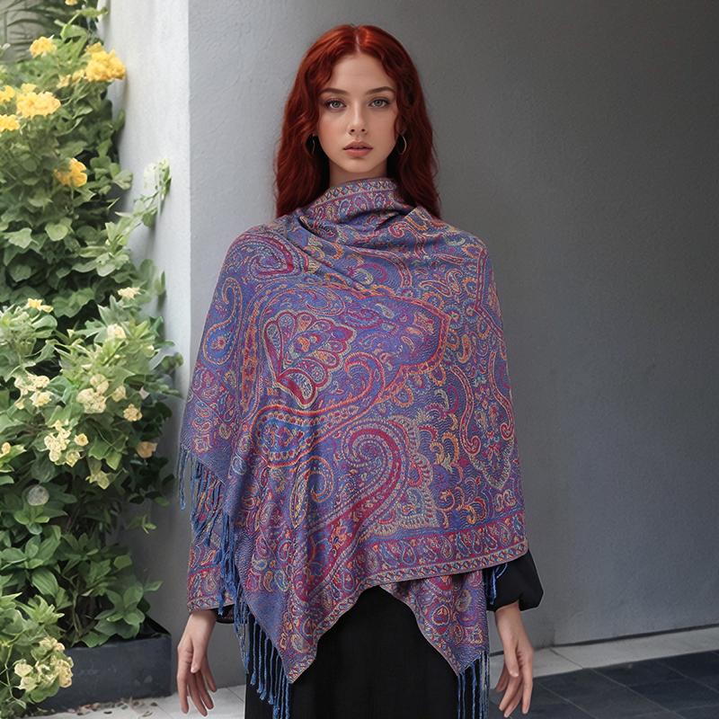 Muslim Women Hijab Scarf Jacquard Shawl Tassels Thick Windproof Ethnic Style Arabia Female Wrap Designer Luxury Headband