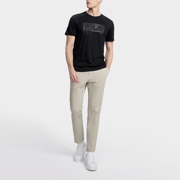 FILA Logo Print Round Neck Business Short Sleeve T-Shirt Men T-Shirts Black F11M327111F-BK