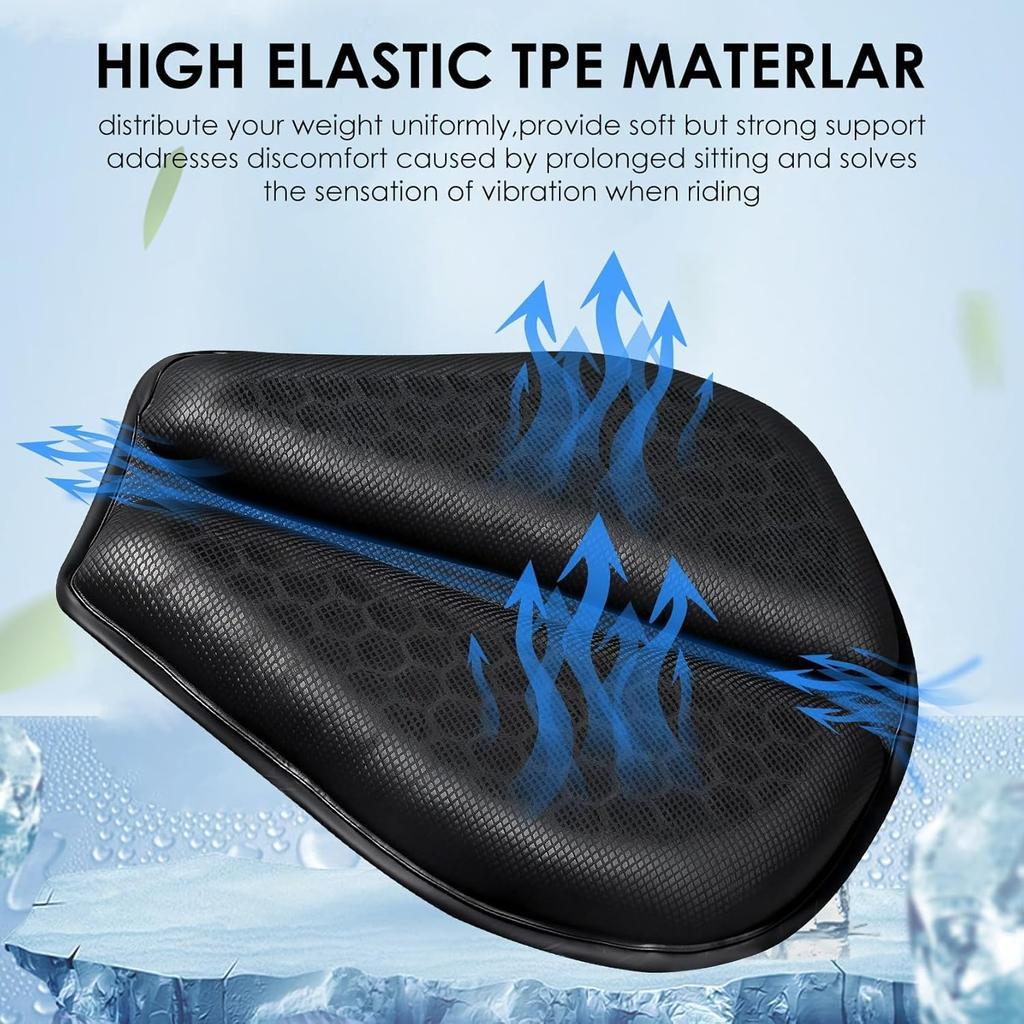 Motorcycle Gel Seat Cushion-Foldable Soft Pressure Relief Pad with Petal Ergonomic Design&3D Honeycomb Breathable Structure