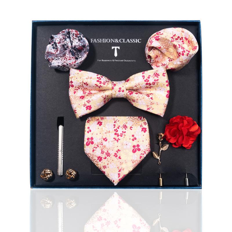 High-End Wedding Groom Tie Pocket Towel Corsage Gift Box Set Men'S Tie