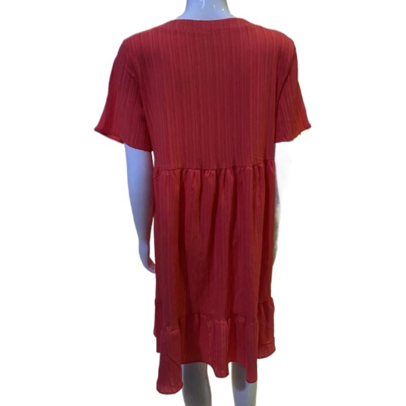 Women's Fashion Summer Spring Solid Color Print Short Sleeve V-Neck High Waist Casual Dresses