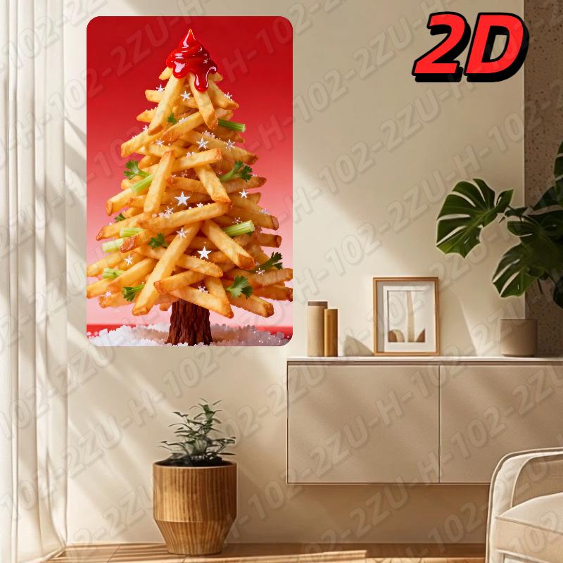 

Aluminum French Fry Christmas Tree Wall Decor - Playful Food-Themed Metal Art Vibrant Durable Home Accent 20x30cm