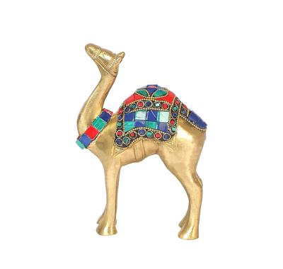 Gemstone Work 6 Inches Brass Camel Showpiece Camel Statue, Brass, Size -Standard