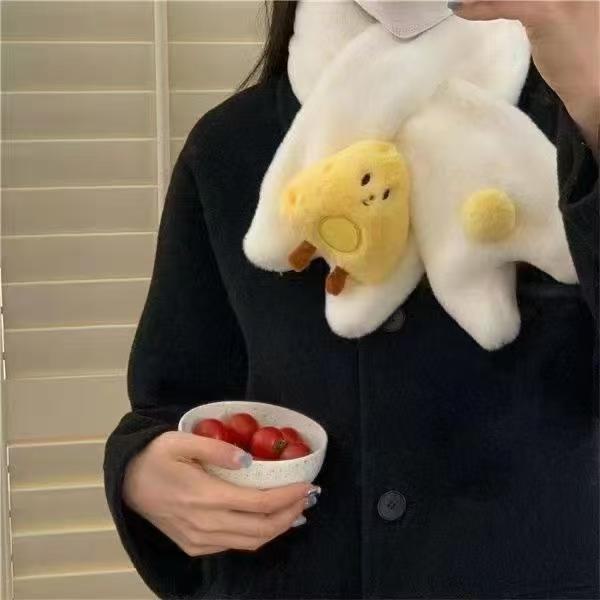 

2024 Cartoon Snowman Plush Velvet Scarf: Thick, Warm, Windproof Neckwear for Students cheese with a tail жёлтый