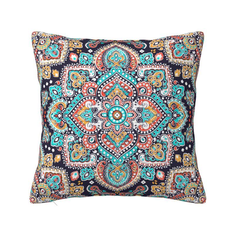 Custom Bohemia Ethnic Mandala Flower Cushion Cover 45x45 Cm Polyester Throw Pillow Case For Sofa Decoration Bedding Pillowcase