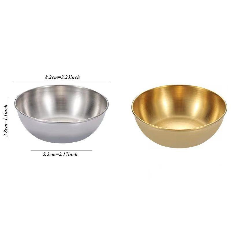 Sauce Dipping Bowl Stainless Steel Dipping Cups Round Sauce Dishes Mini 4/8Pcs Silver Reusable Seasoning Cups Dipping Cups