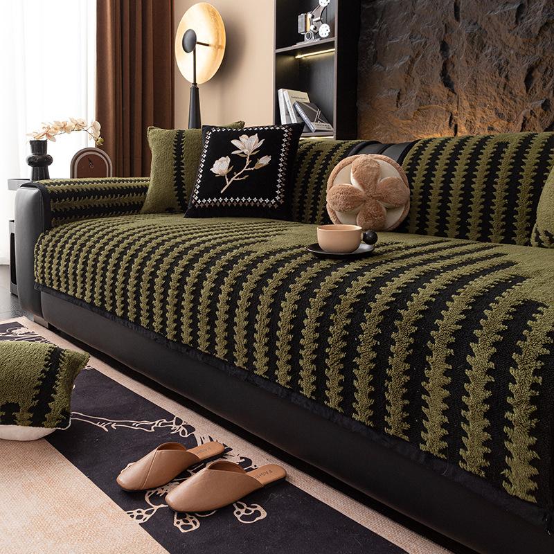 Sofa Cushion Autumn and Winter New Plush High Quality Winter Thickened Cushion Anti Slip Straight Row Sofa Cover Cover