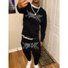 Autumn Trendy New Sweatshirt Sweatpants Set Men's Daily Loose Casual Fit Printed Hundred Long Sleeve Sweatshirt 2 Pieces Set