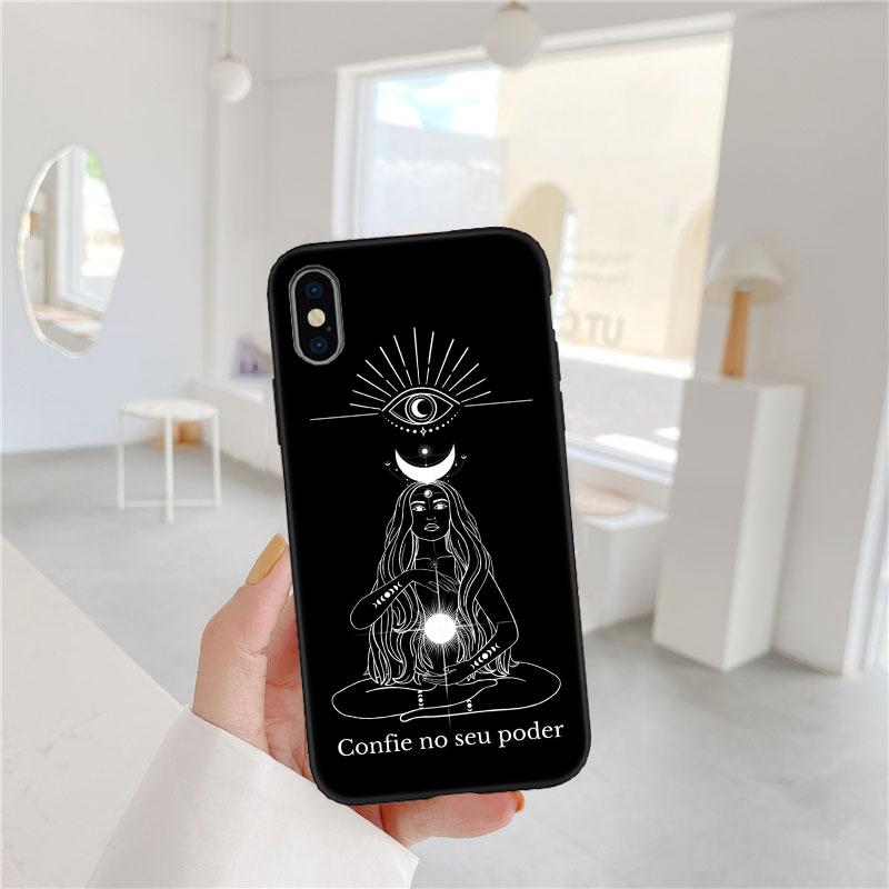 LO93 Witch Divination Tarot Moon Soft Shell Phone Case for iPhone 16 15 14 13 12 Pro Max Plus Mini