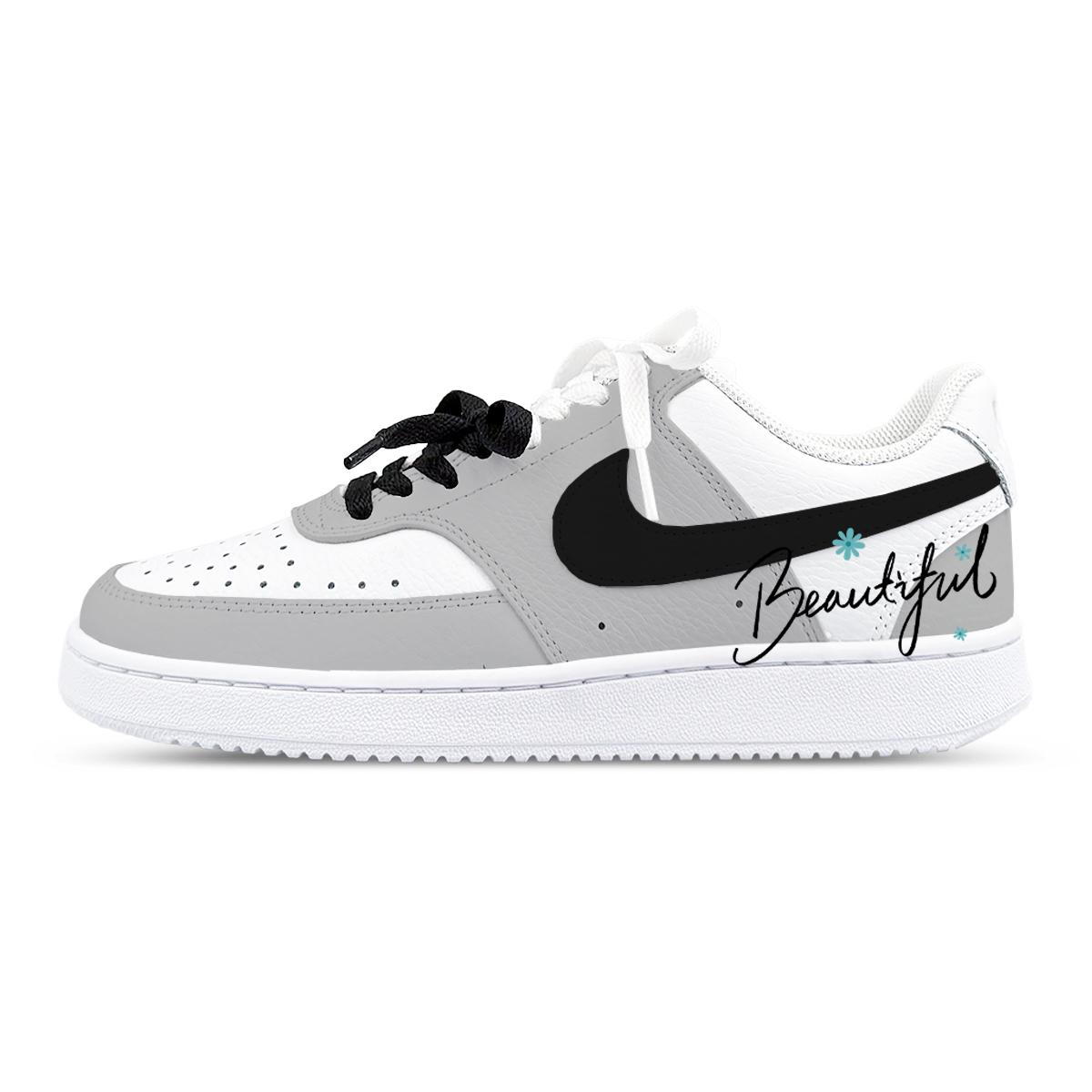 

Nike Court Vision 1 Low top Skateboard Shoes Women s White Gray CD5434-100(Team1265-beauty) 39