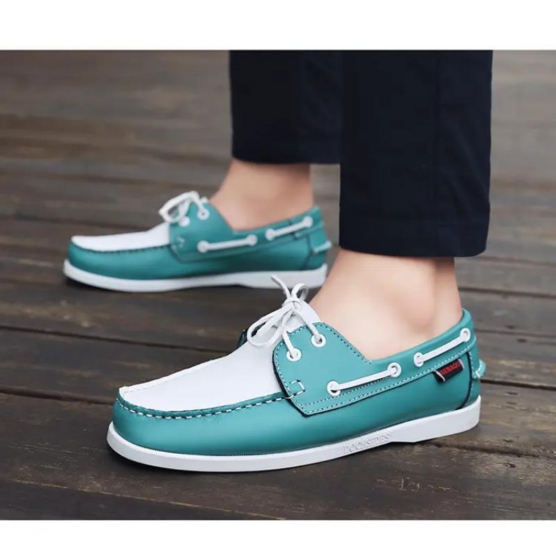 Herren Bootsschuhe Lässig Leder Schnürschuhe Rutschfest Bequem Alltagsschuhe