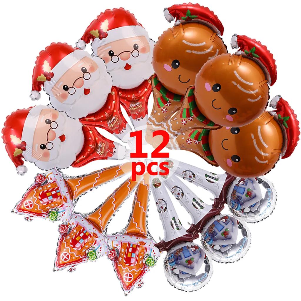 1-12 ks Vánoční hliníkové fóliové balónky Santa Claus sněhulák los balónkové tyčinky vánoční ozdoby na stromeček dětské hračky festivalové dekorace na párty