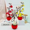 Winter JasmineRed Persimmon POTS Bonsai Artificial Flowers Potted PlantsGreen Plants for Home Decoration