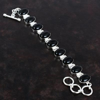 Black Onyx Bracelet 925 Sterling Silver Bracelet Adjustable Chain Bracelet Handmade Antique Jewelry Gifts For Her Natural Gemstone Bracelet