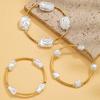 3pcs Set Temperament Luxury Irregular ABS Imitation Pearl Elastic Bracelets for Women Fold Wear Multi-piece Bangles Jewelry Sets