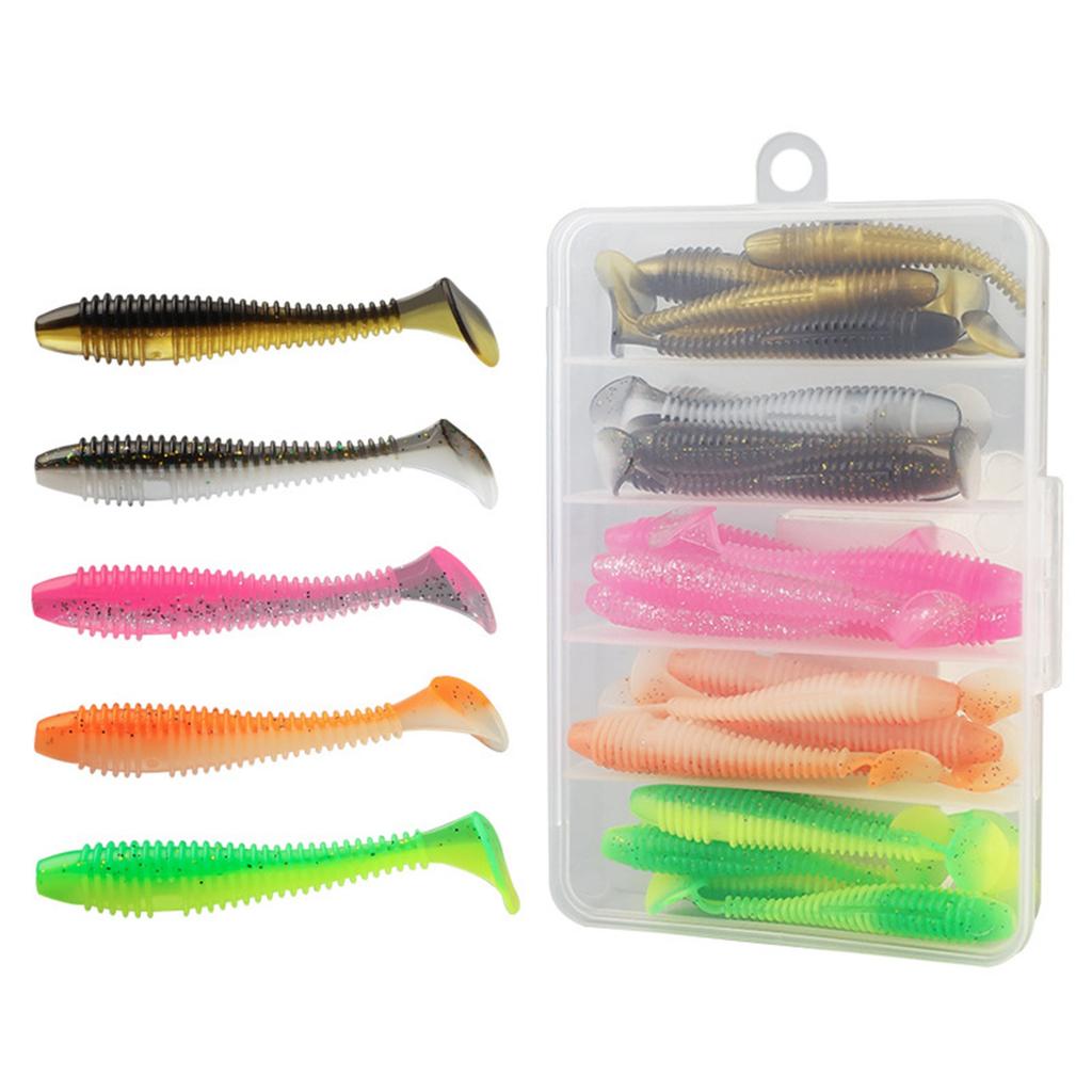 Floating Soft Plastic Small Fishing For Walleye, 3.5 Inch And 4 Inch Size, Multiple Colors, Soft Two Color T Tail Soft With Head Hook