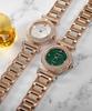Gaigeo Ge1244Rg_Malachite Women'S Diamond Metal Watch (+2 Types Of Leather Bands)
