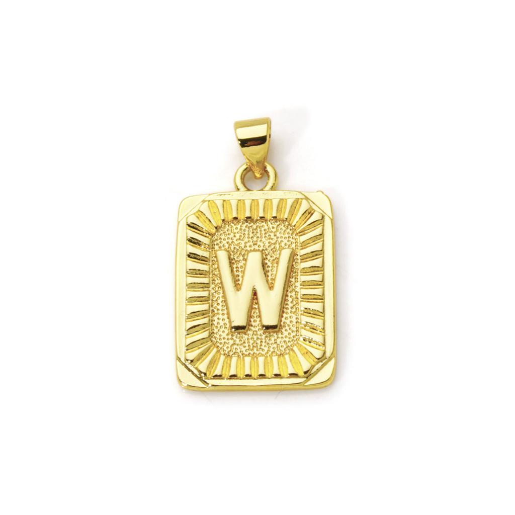2pcs Letter Brass Charm Pendant 18K Gold Plated Rectangle " A-Z "Pendants For DIY Making Necklace Jewelry Findings 27mm X 16mm