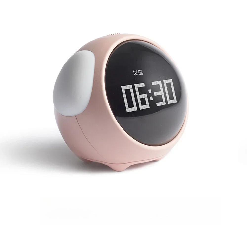 Cute Expression Alarm Clock Snooze Child Kids Digital Alarm Clocks Voice Control Intelligence LED Night Light Alarm Clock