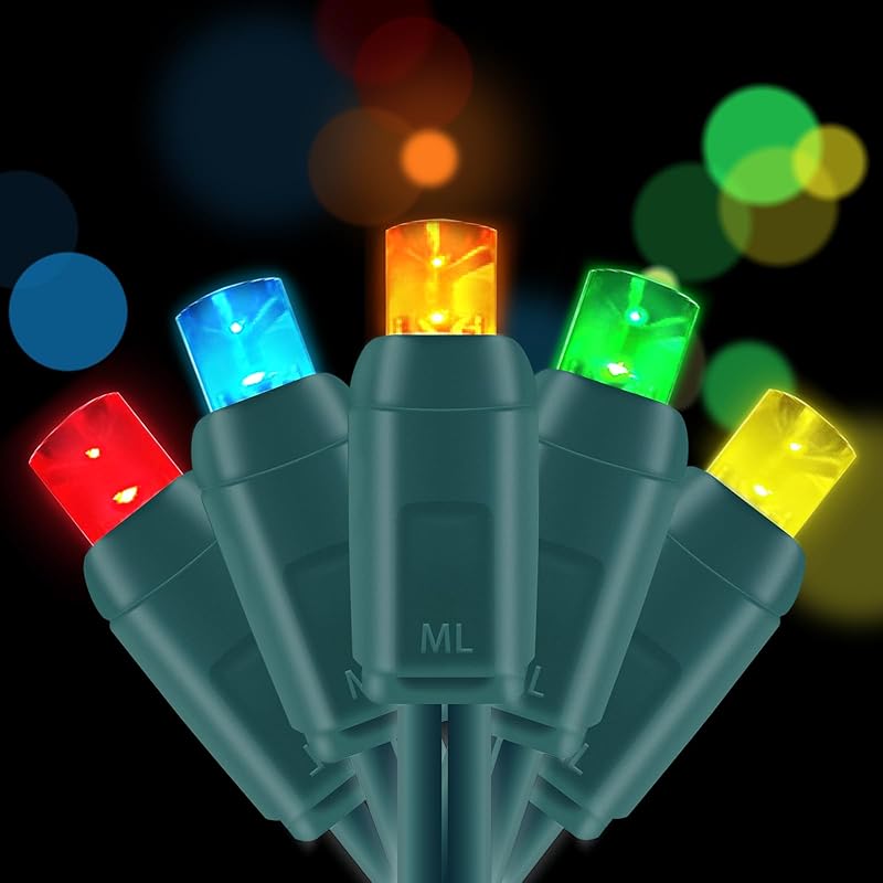 UL Listed 50 Count 5MM Wide Angle Led Christmas Lights Set,Outdoor Mini Led String Lights for Garden Patio Trees Lighting Decoration,17 Feet Green