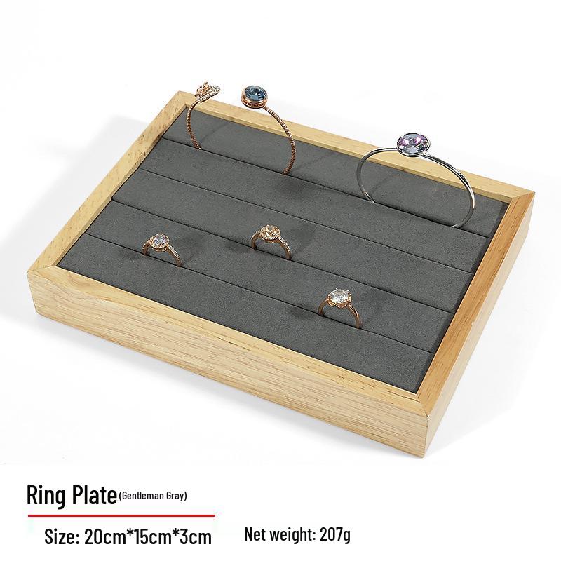 Solid Wood Jewelry Display Stand for Earrings, Rings, and Necklaces with Jade Tray