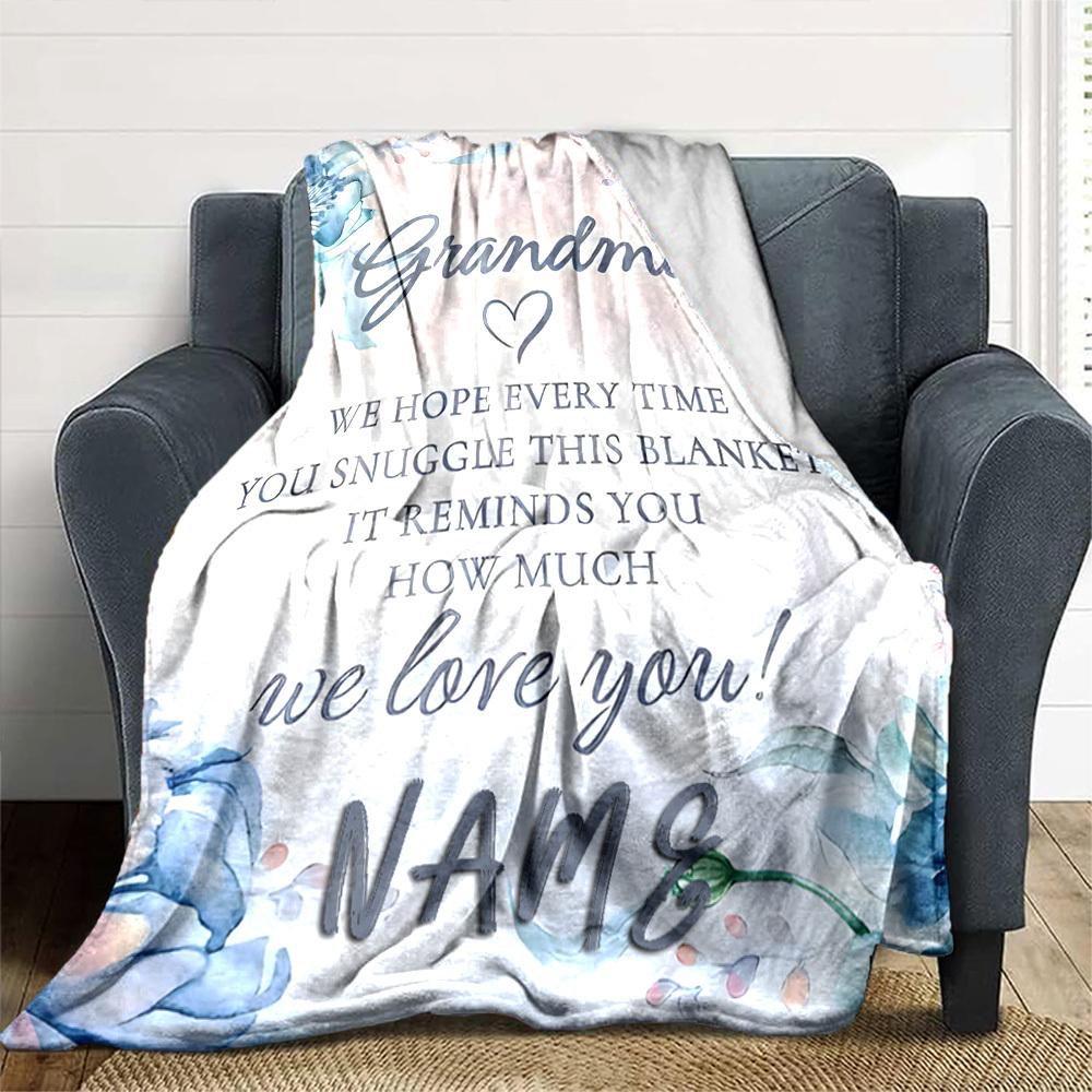 Grandma'S Love Blanket Lightweight Customizable Blanket Customize Text Comfortable Great For Sofa Couch Office Bed Picnics Ideal For All Seasons