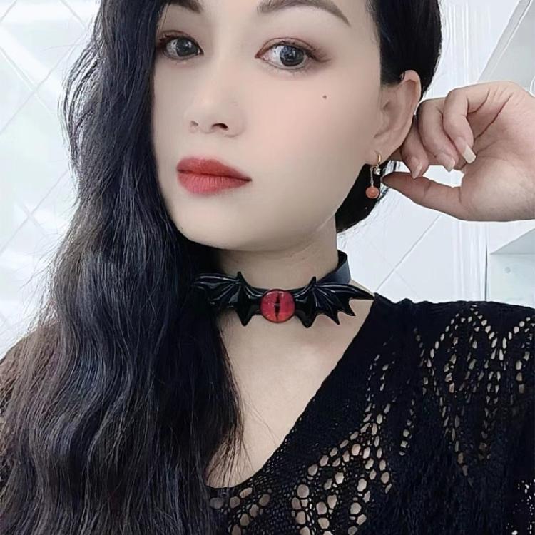 Choker ze Skórzanym Skrzydłem Nietoperza Naszyjnik Gotycki Kołnierz dla Kobiet Dziewczyn Cosplay,