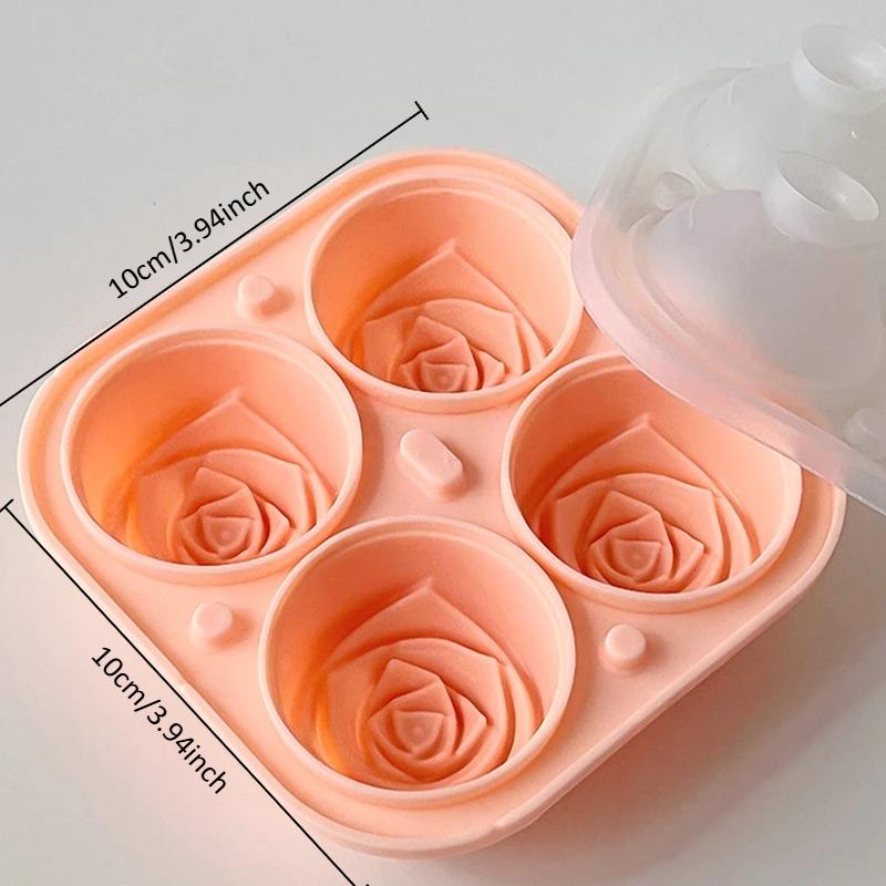 1PC Elegant Rose Shaped Ice Cube Mold Reusable Food Grade Silicone IceTray Ice Ball Mold for Effortless Dessert Summer Drinks