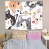 Cute Cartoon Kids and Stars Tapestry Wall Hanging Light Blue Sky Yellow Star Costume Aesthetic Wall Art Bedroom Decor